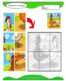 Puzzle Kes Yapıştır Çalışma Sayfaları